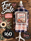 Size Medium navy blush and cream plaid vintage flannel with a Sweet as Tennessee Whiskey floral whiskey back design