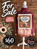 Size Medium burgundy and blush plaid vintage flannel with a Collect Beautiful Moments camping and wildflower back design