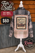 Sweet as Tennessee Whiskey Upcycled Flannel - Size Small Unisex