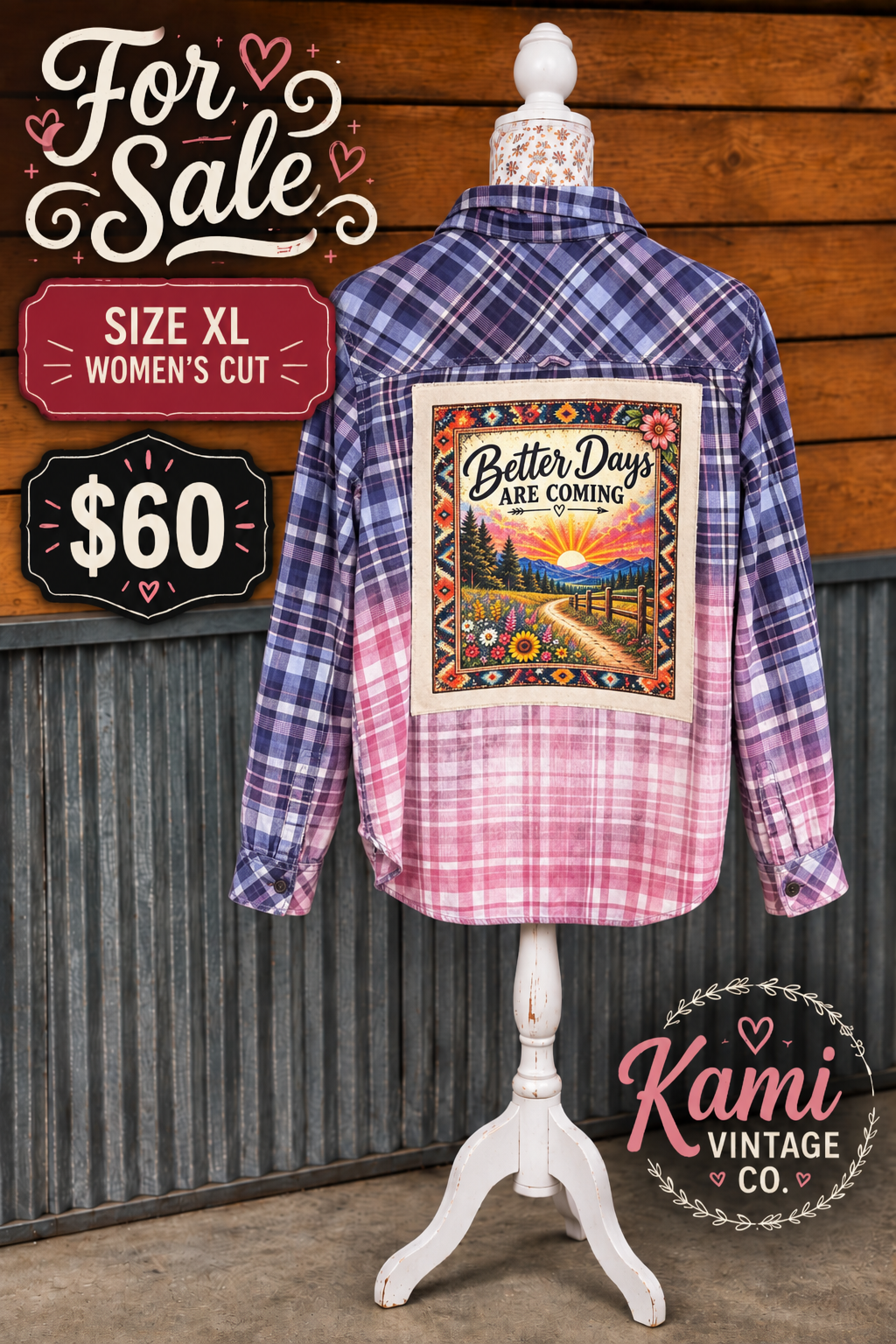 Diamond in a Rhinestone World Upcycled Flannel - Size XL Unisex