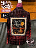 Love You to the Moon and Back upcycled flannel, size medium