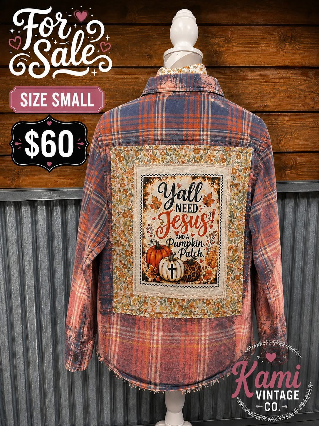 Not Fragile Like a Flower Fragile Like a Bomb upcycled flannel, size small