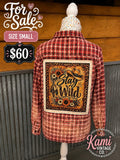 Stay Wild upcycled flannel, size small