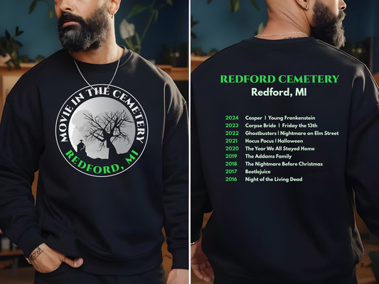 Movie at Redford Cemetery Crewneck Sweatshirt, Hoodie or Long Sleeve T-Shirt