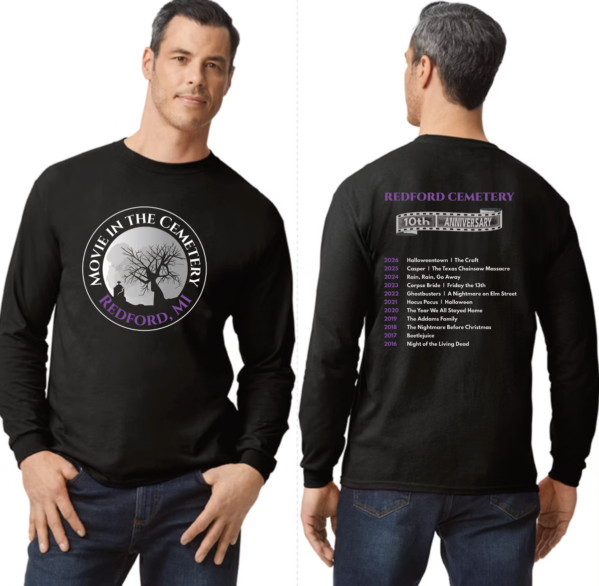 Movie at Redford Cemetery Crewneck Sweatshirt, Hoodie or Long Sleeve T-Shirt