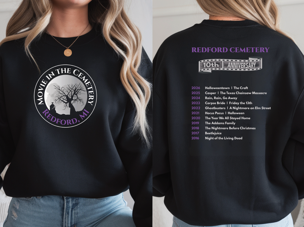 Movie at Redford Cemetery Crewneck Sweatshirt, Hoodie or Long Sleeve T-Shirt
