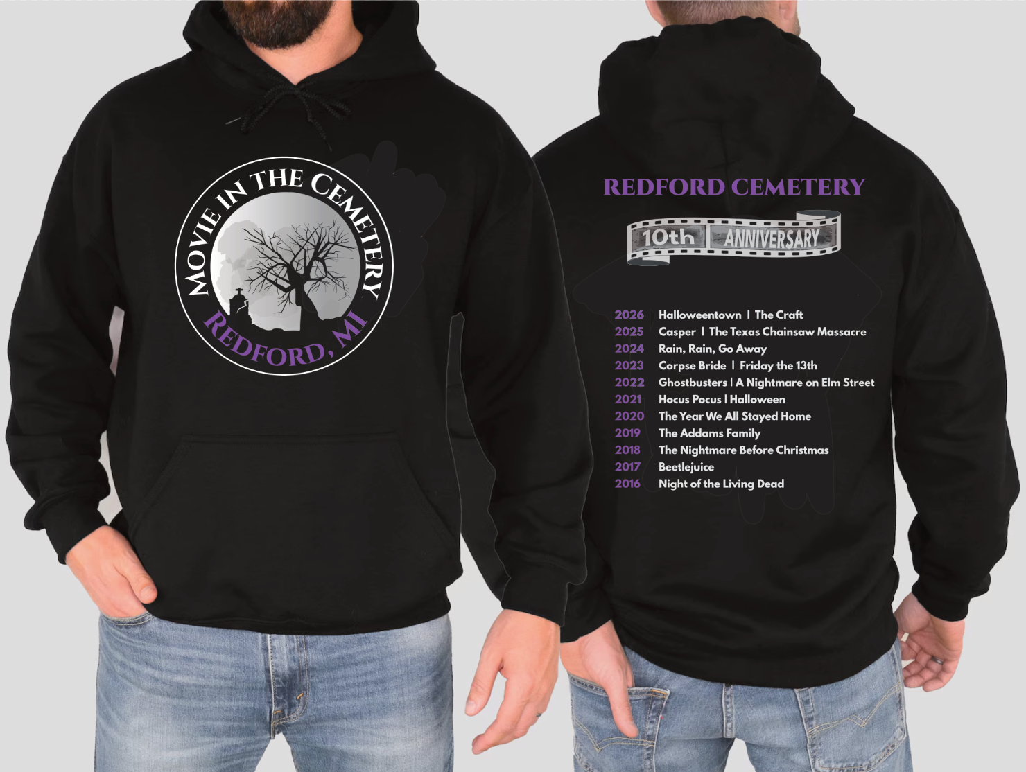 Movie at Redford Cemetery Crewneck Sweatshirt, Hoodie or Long Sleeve T-Shirt