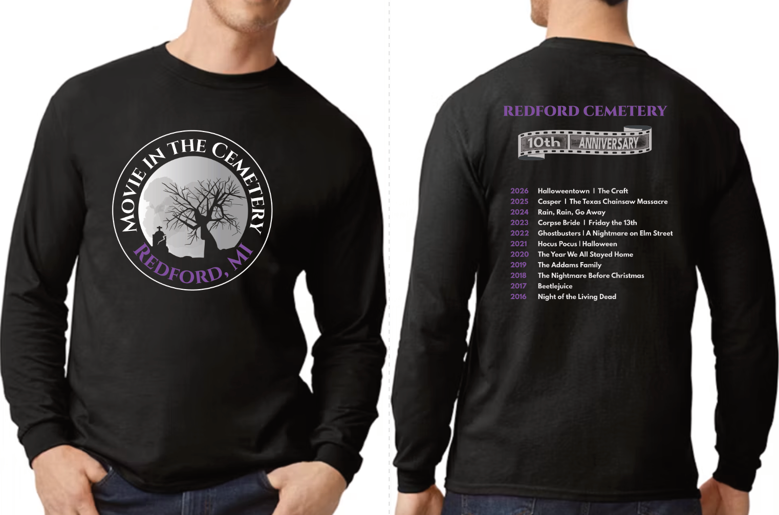 Movie at Redford Cemetery Crewneck Sweatshirt, Hoodie or Long Sleeve T-Shirt