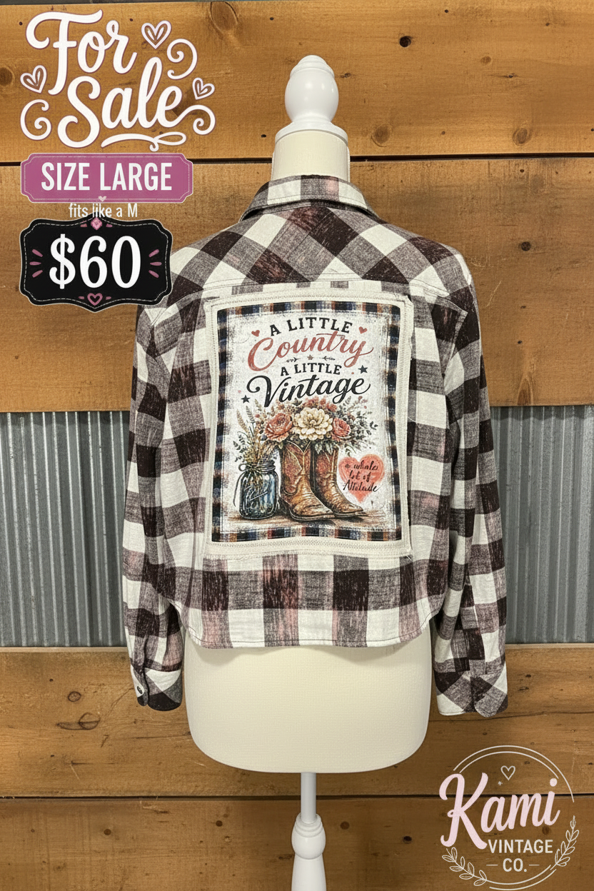 A Little Country A Little Vintage Upcycled Flannel - Size Large