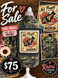 Camouflage upcycled shirt with Not Fragile Like a Flower, Fragile Like a Bomb rose and retro illustration back panel. Labeled Small, fits like Medium.